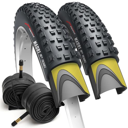Fincci MTB Reifen 29 Zoll – 2er Set Faltreifen 29 x 2.25 Zoll mit 1 mm Pannenschutz & 2X 29-Zoll Schrader -Schläuchen, geeignet für E Bike, Mountainbike, Schlamm, Offroad & Cross-Country, 30 TPI