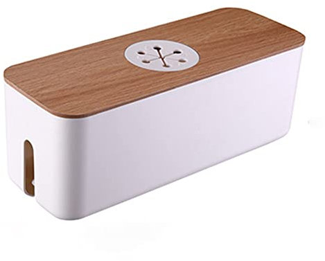 SkVLf Home Avvolgicavo Organizzatore - Soluzione compatta per riporre Cavi e Caricabatterie - Nasconde ordinatamente Le Linee elettriche - Elegante Scatola per la Gestione dei Cavi (Bianco, Piccolo)