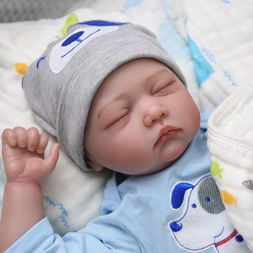 RUNGQIANY Simulation Reborn Baby MäDchen 22 Zoll 55 cm Reborn Baby Weicher Silikon-Vinyl-BaumwollköRper Reborn Puppen Lebensecht Jungen MäDchen Spielzeug Geschenke Neugeborene Baby-Puppe