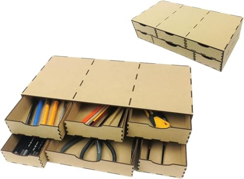 HobbyHold Modellbau-Organizer 6 Schubladen - Werkzeug Farbenhalter Holz | Farbständer für Citadel, Vallejo und AMMO Farben - Tabletop Miniaturen Aufbewahrung, Schreibtisch Ablage, Zubehör