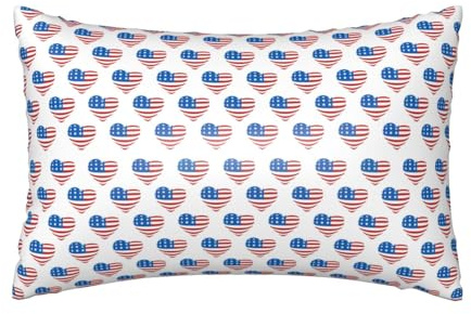 VOSERY Federa in raso per capelli e pelle, con stampa bandiera USA a forma di cuore, federe in raso con cerniera queen size, 50 x 76 cm, simile alle federe in seta