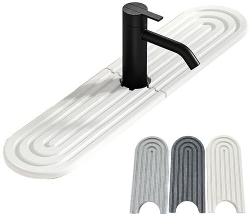 JYEVERC Instant Drying Stone, Pierre à Séchage Rapide, Protection Contre Les éclaboussures, Porte-Lotion, Distributeur de Savon en Terre de Diatomée, Plateau en Pierre Absorbant l'eau pour évier