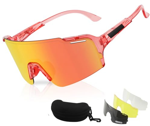 FOCUHUNTER Lunettes de soleil polarisées pour hommes et femmes, lunettes de cyclisme UV400 pour le baseball, le golf et le, lunettes à 4 lentilles