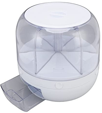 Pssopp 6 Grids 360° Rotating Grain Dispenser, Enduring PP Material Sealed Damp Proof Easy to Access Grain Storage for Lentils Small Beans Barley Millets White (10kg/22.0lb Capacity)