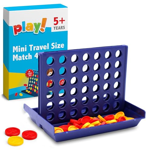 SOL 1pk Mini Travel Match 4 Game - Multi Game Pocket Board | Portable flip board connect game for kids and adults, classic educational fun for journeys and family time