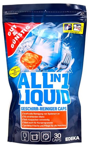 Gut & Günstig All in 1 Liquid Geschirr-Reiniger Caps, 8er Pack (8 x 480g)