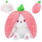 XIMEY Poupée Lapin de Pâques, Peluche Lapin Carotte Fraise, Lapin Peluche Fruit 25cm avec Fermeture éclair, Lapin de Paques Peluche, Cadeaux Anniversaire, Carnaval (Fraise)