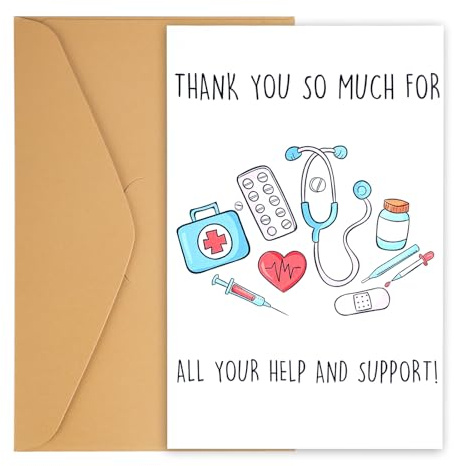 Gosknor Biglietti di Ringraziamento con Buste, Carino Thank You Cards per Dottori Infermieri Personale Medico Divertenti Biglietti di Apprezzamento per Uomini Donne Precettore Infermieristico Regali