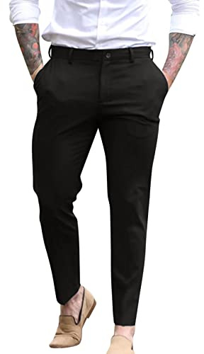 LinRim Male Chino Hose Slim Fit Pants Herren Stilvolle Hosen Stretch Elegant Anzughose Bequeme Stoffhose Angenehme Praktische Männer Hosen für Business & Freizeit