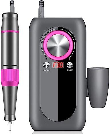 ZGYOZMNG Ponceuse à Ongles électrique Professionnelle Rechargeable 35 000 TR/Min, écran LCD HD, Nail Master Nail Art, fraiseuse à Ongles Portable, meulage, Violet (Gris A)