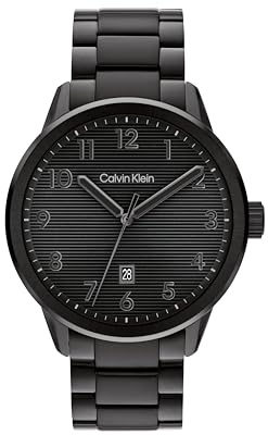 Calvin Klein Montre à Mouvement à Quartz Trois Aiguilles pour Homme Collection Minimalistic Pilot avec Bracelet en Acier Inoxydable Noir - 25200516
