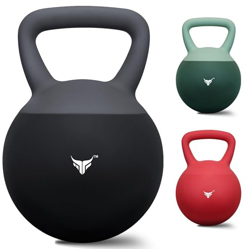 Kettlebell Regolabile con Riempimento di Acqua, Sabbia & Sabbia di Ferro – Kettlebell Ponderata Rivestita in PVC per Allenamento Forza, Brucia Grassi & Palestra Casa 1–30 KG (Nero)