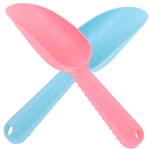 TOYANDONA Palas de Jardín de Plástico para Macetas 2 Piezas Azul y Rosa, Herramientas Manuales de Jardinería 25.5x7x3.5 Cm para Trasplante, Cavar y Aflojar Tierra en Huertos y Patios