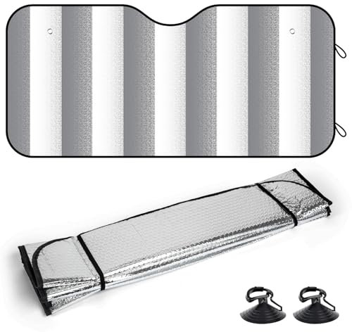 packra Parasol Coche Delantero, Protector Solar Ligero y Económico para Parabrisas, Montaje Rápido y Universal para Coches y SUVs Pequeños, Medidas 140 x 70 cm