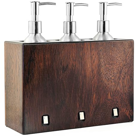 Elitzia Scaldaolio professionale per massaggio in legno massello 3 pompa bottiglia riscaldamento simultaneo olio scaldino per massaggio Controllo vocale intelligente noce legno lozione gel crema