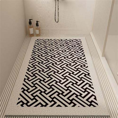 Odot Duschmatte rutschfest, Modern Schnelltrocknend PVC-Luffa Badewannenmatte, Badezimmerteppich mit Ablaufloch, Weich Komfort Badteppich, Duschvorleger für Nassbereiche (Schwarz,60x120cm)