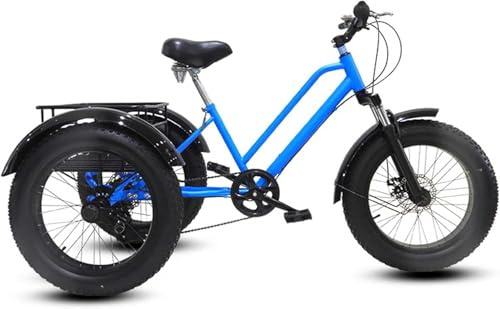 Trehjulingar för vuxna 20 tums 3-hjulig cykel med korg, 7 hastigheter, kolstålram, motionscykel för män och kvinnor