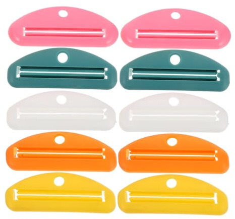 TIDTALEO 10 Pièces Presse-dentifrice Manuel Distributeur de Tubes pour Dentifrice Pommades et Cosmétiques Outil Compact et Portable avec Clip Suspendable pour Salle de Bain et Voyage