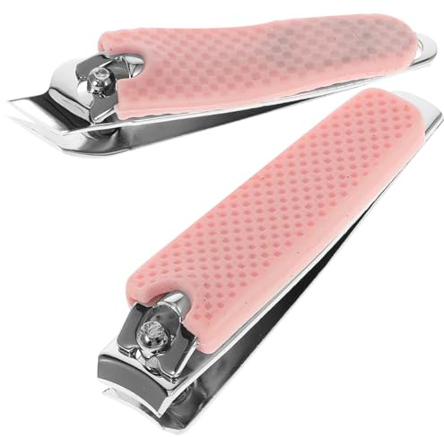 Anneome 2 Stück Nagelknipser aus Carbonstahl mit Pinkem Silikonüberzug Rutschfest Schlankes Design für Fingernägel und Fußnägel Nagelzange und Nagelschere für Präzise Sichere Maniküre und