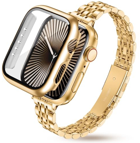 Damen Extrem Slim Metallarmband kmpatibel mit Apple Watch Armband 40mm 41mm 42mm(Series 11/10) 44mm 45mm 46mm, Wunderschön armband,feines Band und Hülle für iWatch SE 3 2 1, Series 11 10 9 8 7 6 5 4