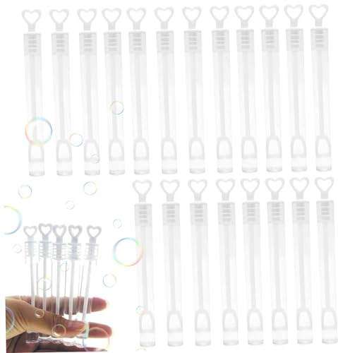 Monetais Bolle di Sapone Matrimonio Set 20 Pezzi Tubo a Cuore Trasparente Preriempito Bolle di Nozze con Manico a Cuore Giocattolo di Sapone Non Facile da Rompere, Preriempito