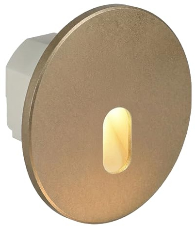 LED Treppenbeleuchtung 230V Modular – 3CCT Lichtfarbe Einstellbar, Magnet-Montage für 60/68mm Schalterdosen, Wandeinbauleuchte Treppe Stufenlicht Innen, 1,5W | Titanium Gold | Rund - Oval | MOD6