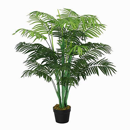 Outsunny Künstliche Palme 125cm Kunstpalme mit 18 Palmenwedel im Topf | Groß, Wie Echt, Künstliche Pflanzen, Kunstbaum, Zimmerpflanze, Wohnzimmer, Balkon, Büro Dekoration