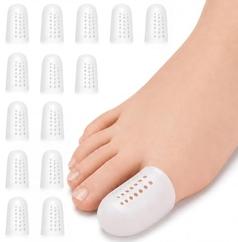 16 Pièces Orteils de Qualité Supérieure, Silicone Protège Orteils Kit, Capuchons D'orteils Respirants, pour Protège Orteilss Protections, Anti-Friction, pour Homme Femme | Respirant, souple et élastique, tient bien en place sans glisser, confortable, lavable et réutilisable.