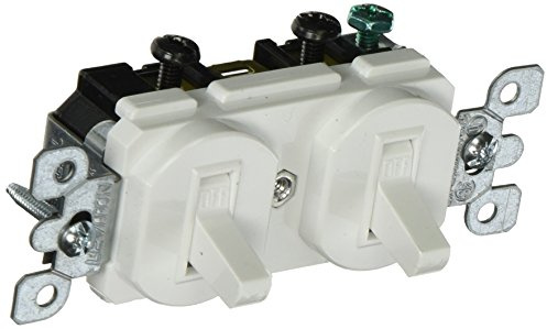 Leviton 20 Amp, 120/277 Volt, Duplex Style Single-Pole / Single-Pole AC Combination Switch, Commercial Grade, 5334-W, White