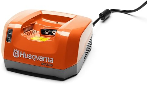 Husqvarna QC330 Chargeur de Batterie Lithium-ION 40 V pour Batteries Lithium-ION Husqvarna 40 V, avec Mode économie d'énergie pour économiser l'énergie, Orange