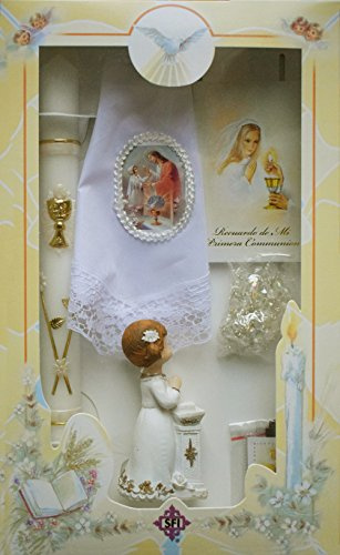 New Girls First Holy Communion Complete Candle Gift Set Keepsake Figurine in Spanish Juego de Vela Primera Comunion Espanol