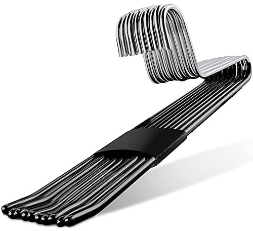 CORTEC Hosenbügel Metall platzsparend & rutschfest 10 Stück Kleiderbügel für Hosen aller Größen Hosenkleiderbügel stabil Schwarz gummiert