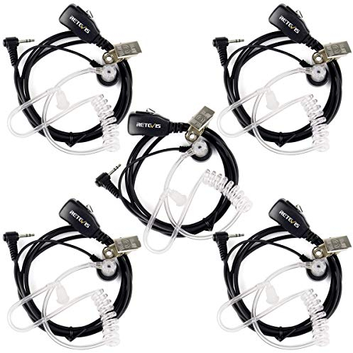 Retevis Funkgerät Headset Walkie Talkie Kopfhörer 1 Pin 2.5mm Kompatibel mit Funkgeräte RT45 Motorola TLKR T80 T80 Extreme T82 T82 Extreme T92 H2O T60 T61 T62 T81 Hunter T270 (5 STK.)