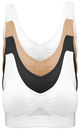 Pretty Seamless BH ohne Bügel Nahtloser Sport BH im 4er Pack für Sport Freizeit und Beruf