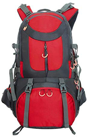 Reiserucksack leichte wasserdichte Outdoor-Sportarten Bergsteigen Camping Rucksack Angeln Reisen Radfahren Rucksack für Männer und Frauen groß (40L / 50L / 60L) Blau/rot