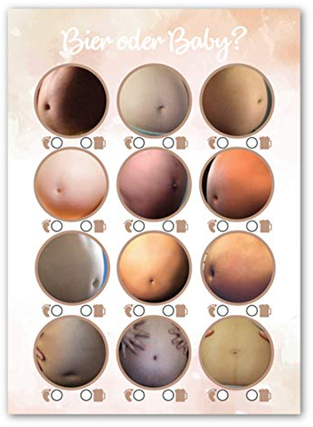 Pandawal Babyparty - Juego de mesa para fiesta de bebé, adivinar clases de rajas y de barrigas: ¿cervecera o de embarazo? Dos divertidos juegos de fiesta de baby shower o bebé para niñas y niños,