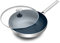 Blue Diamond Triple Steel Wok de Cerámica Antiadherente Reforzada con Diamantes de Acero Inoxidable, 28 cm/3,6 Litros con Tapa, Sin PFAS, Multicapa, Apta para Inducción, Honor y Lavavajillas, Plata