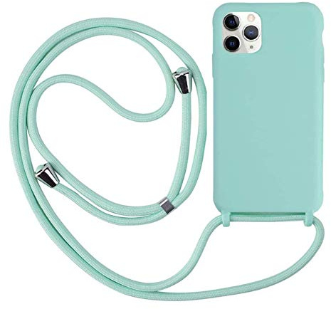 MEVIS Schutzhülle kompatibel mit iPhone 11 Pro Max, Halskette für Handyhülle, schmal, stoßfest, verstellbar, Hellgrün