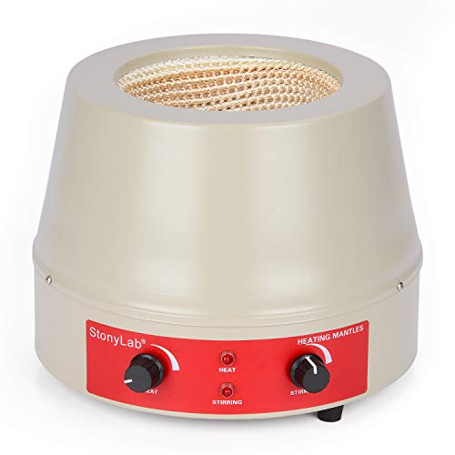 stonylab Heating Mantle, Adjustable Heating and Stirring Electromantles Electrothermal Lab Heating Mantle with Magnetic Stirrer 0-1600 RPM Temperature Control 220V/450℃ 350W - 1000 ml