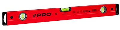 PRO800 Niveau À Bulle 60cm avec Profil Ergonomique - ERS+ (Easy Reading System) - Précision de 0,5 mm/m - Niveau a Bulle précis avec embouts Antichocs - Couleur Rouge