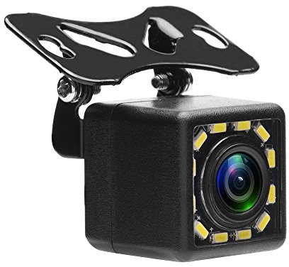 CAMECHO Telecamera per la retromarcia con 12 LED,Ampio Angolo di Visione 170°,Visione Notturna,Impermeabile 12V DC Universale-CVBS