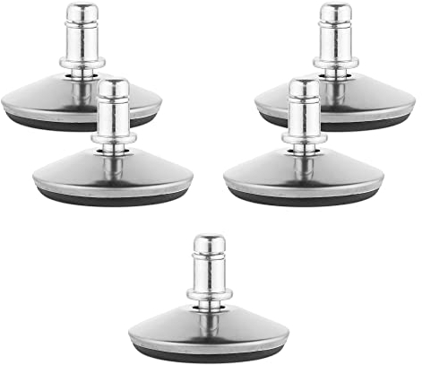 kwmobile 5x Piedini Fissi Sedia Girevole Ufficio - Perno Ø11x22mm Zoccolo Ø38x13mm - Piedi Sostituzione Ruote Poltrona con Feltro Antigraffio - Argento
