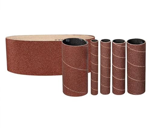 Güde 38365 sliptillbehörsset K150, 6 st. (lämplig för Güde #38353 Spindelbandsslipmaskin GSBSM 450) röd