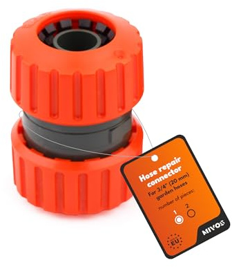 Mivos Schlauchverbinder zum Anschluss von 3/4 Zoll Gartenschläuchen - Reparatur Verbinder - Schlauchkupplung für 3/4 Zoll (19 mm) Wasserschlauch - Reparatur-Anschluss
