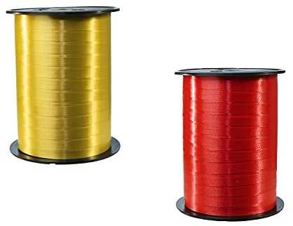 Clairefontaine 601755AMZC - lotto da 2 bobine di nastro liscio - 500mx0,7 cm - imballo regalo, accessorio da decorazione - Oro/Rosso