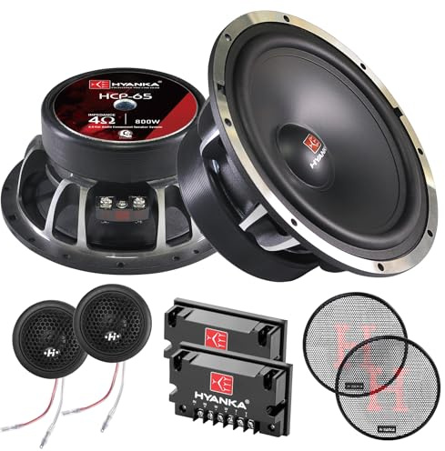 H YANKA 6.5 Component Car Speaker System, 1100 Watt Car Stereo Door Speakers, Includes Pair of Giant Magnetic Midrange Speakers, Tweeters and Crossovers