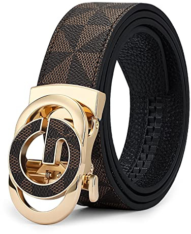 VANNANBA Mens Ratchet Belt Fashion Business Casual Leather Designer Belts with Adjustable Automatic Buckle Gift Box