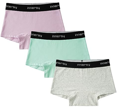 INNERSY Periodenunterschwäsche Mädchen Leichte Blutung Boxershorts 3er Pack | 8-16 Jahre, Menstruationsunterwäsche Teens Baumwolle, vor/nach Menstruation, Perioden Boyshorts Teenager, Erste Periode Set