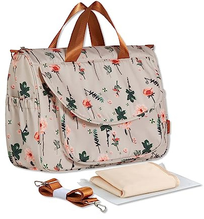 SONARIN Große Kapazität Stilvolle Baby Wickeltasche,Wasserdicht Tragbare Reise Wickeltasche Umhängetasche Tragetasche Henkeltaschen Babytasche mit Schultergurte & Wickelunterlage