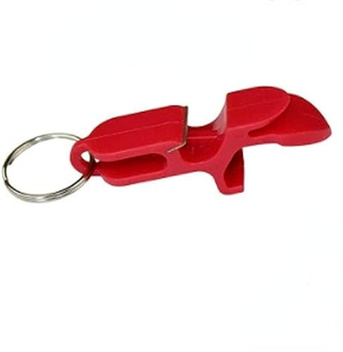Abrelatas rojo multifunción para exteriores, portátil, abrebotellas de cerveza, llavero, escopeta de bolsillo, herramienta de aluminio, herramienta práctica procesada, ideal para fiestas, regalos,
